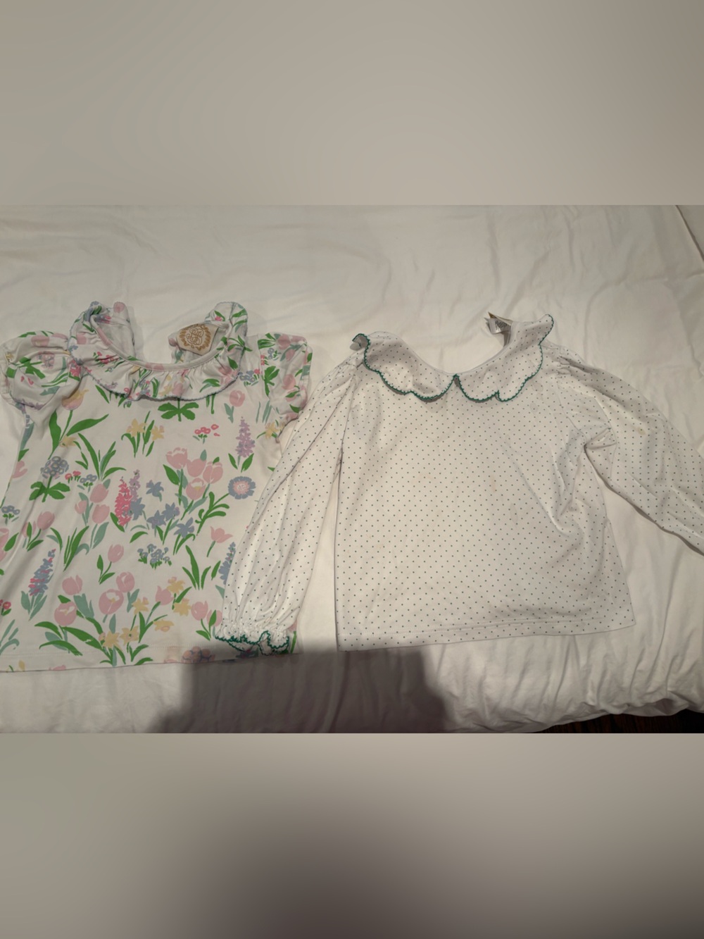Beaufort Bonnet Girls Size 6 Floral & Polka Dot Tops - White with Pastel Floral